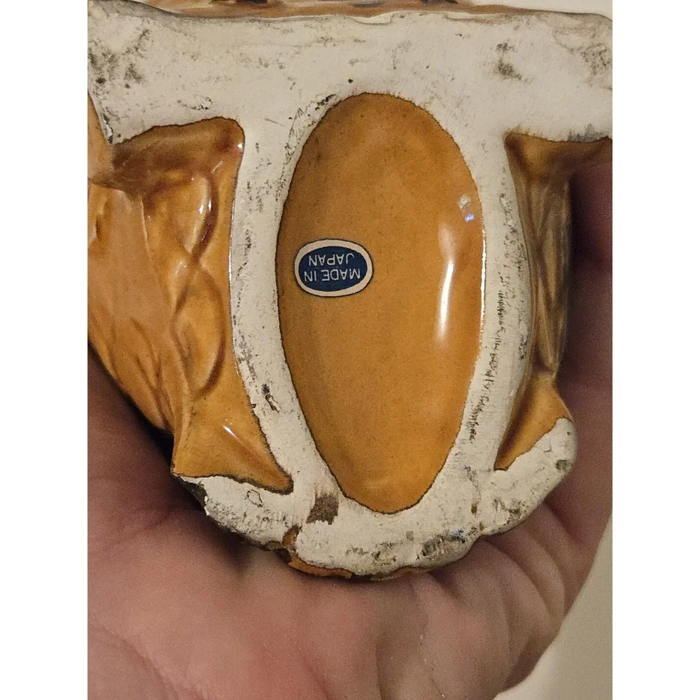 Vintage 70s Ceramic Brown Owl Coffee Canister Jar Retro Kitchen Decor Japan